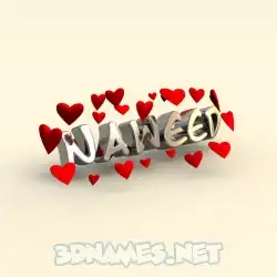 naweed in In Love style - 3D name wallpaper
