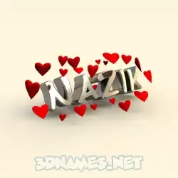 nazik in In Love style - 3D name wallpaper