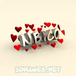 nbico in In Love style - 3D name wallpaper