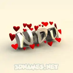 ndu in In Love style - 3D name wallpaper