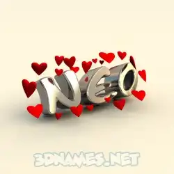 neo in In Love style - 3D name wallpaper