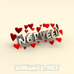 nerveen in In Love style - 3D name wallpaper