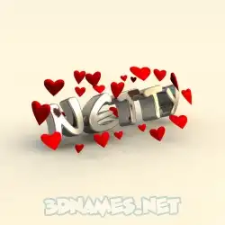 netty in In Love style - 3D name wallpaper