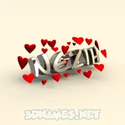 nezih in In Love style - 3D name wallpaper