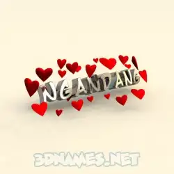ngandang in In Love style - 3D name wallpaper