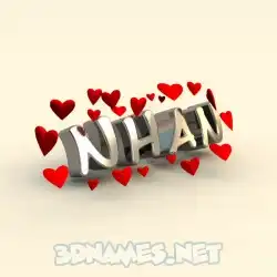 nhan in In Love style - 3D name wallpaper