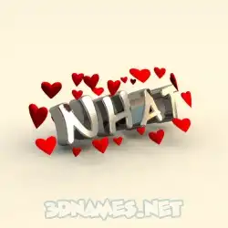 nhat in In Love style - 3D name wallpaper