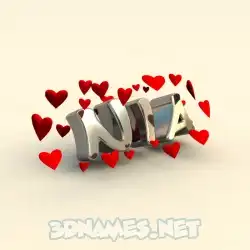nia in In Love style - 3D name wallpaper