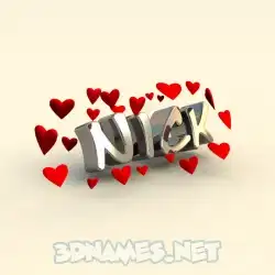 nick in In Love style - 3D name wallpaper