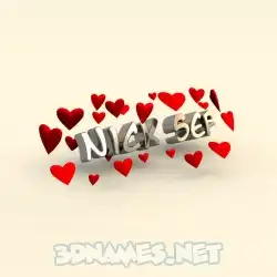 nick sef in In Love style - 3D name wallpaper