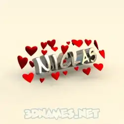 niclas in In Love style - 3D name wallpaper