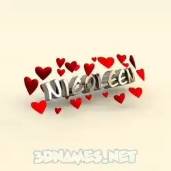 nicoleen in In Love style - 3D name wallpaper