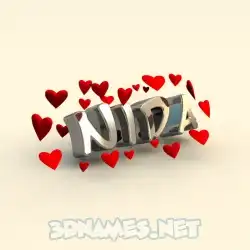 nida in In Love style - 3D name wallpaper