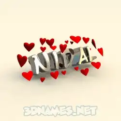 nidal in In Love style - 3D name wallpaper
