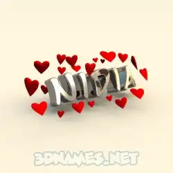 nidia in In Love style - 3D name wallpaper