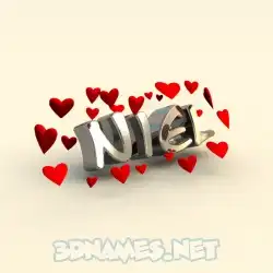 niel in In Love style - 3D name wallpaper