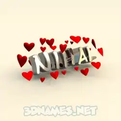 nihal in In Love style - 3D name wallpaper