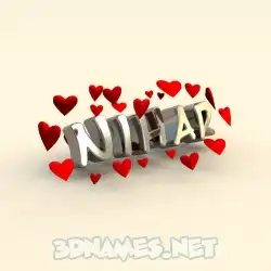 nihar in In Love style - 3D name wallpaper