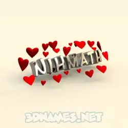 nihmath in In Love style - 3D name wallpaper