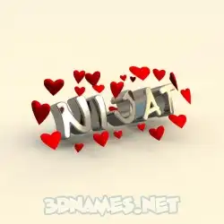 nijat in In Love style - 3D name wallpaper