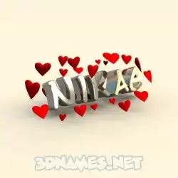 nikac in In Love style - 3D name wallpaper