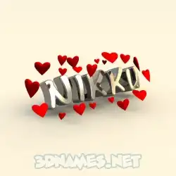 nikku in In Love style - 3D name wallpaper