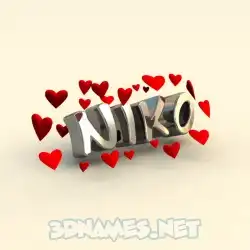 niko in In Love style - 3D name wallpaper