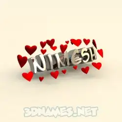 nimesh in In Love style - 3D name wallpaper