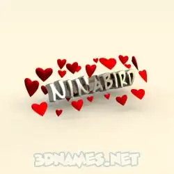 ninabird in In Love style - 3D name wallpaper