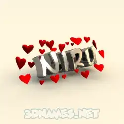 niru in In Love style - 3D name wallpaper