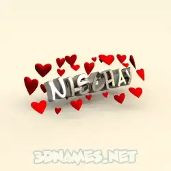 nischay in In Love style - 3D name wallpaper
