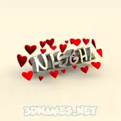 nisgha in In Love style - 3D name wallpaper