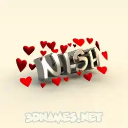 nish in In Love style - 3D name wallpaper