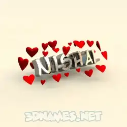 nishal in In Love style - 3D name wallpaper