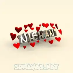 nishant in In Love style - 3D name wallpaper