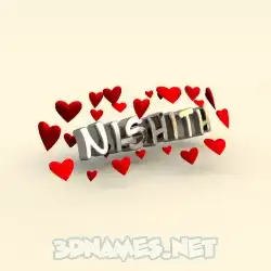 nishith in In Love style - 3D name wallpaper