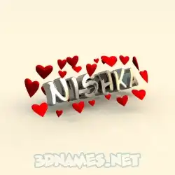 nishka in In Love style - 3D name wallpaper