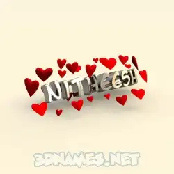 nitheesh in In Love style - 3D name wallpaper