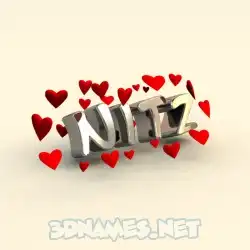 nitz in In Love style - 3D name wallpaper
