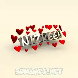nizreen in In Love style - 3D name wallpaper