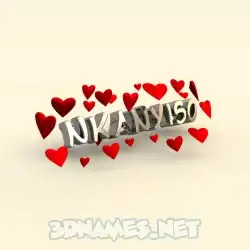 nkanyiso in In Love style - 3D name wallpaper