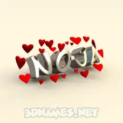noja in In Love style - 3D name wallpaper