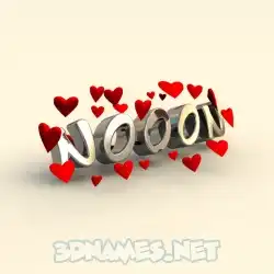 nooon in In Love style - 3D name wallpaper