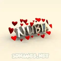 nubia in In Love style - 3D name wallpaper