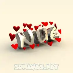 nue in In Love style - 3D name wallpaper