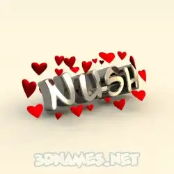 nush in In Love style - 3D name wallpaper