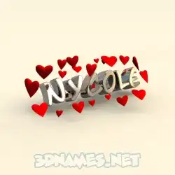 nycole in In Love style - 3D name wallpaper