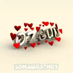 ozgun in In Love style - 3D name wallpaper