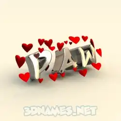 paw in In Love style - 3D name wallpaper