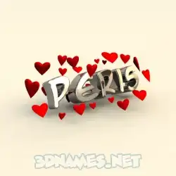 peris in In Love style - 3D name wallpaper
